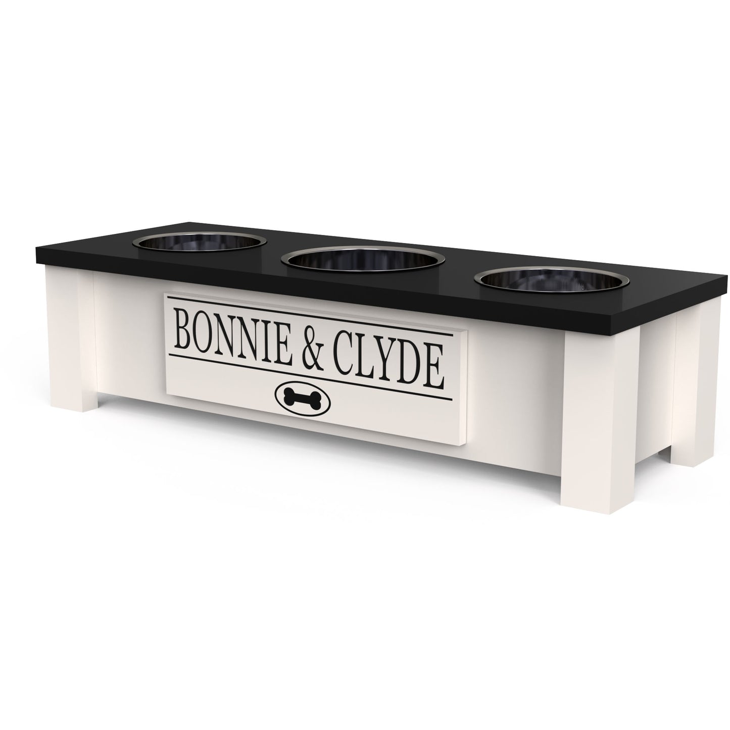 Personalized 3 Bowl Elevated Dog Feeder