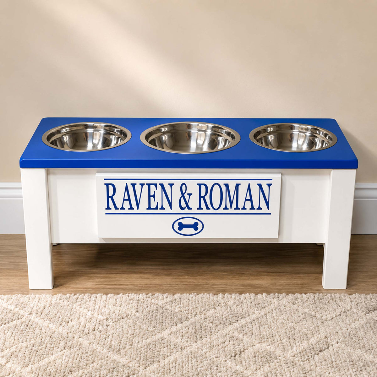 Personalized 3 Bowl Elevated Dog Feeder