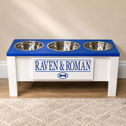 Personalized 3 Bowl Elevated Dog Feeder
