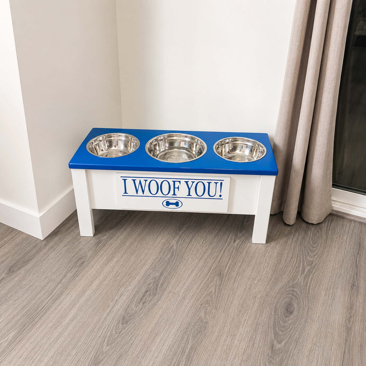 Personalized 3 Bowl Elevated Dog Feeder