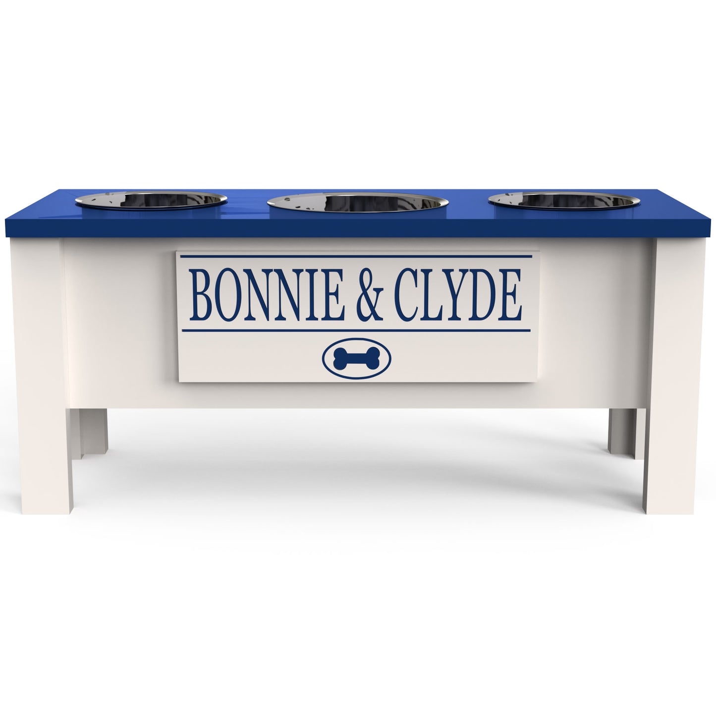 Personalized 3 Bowl Elevated Dog Feeder