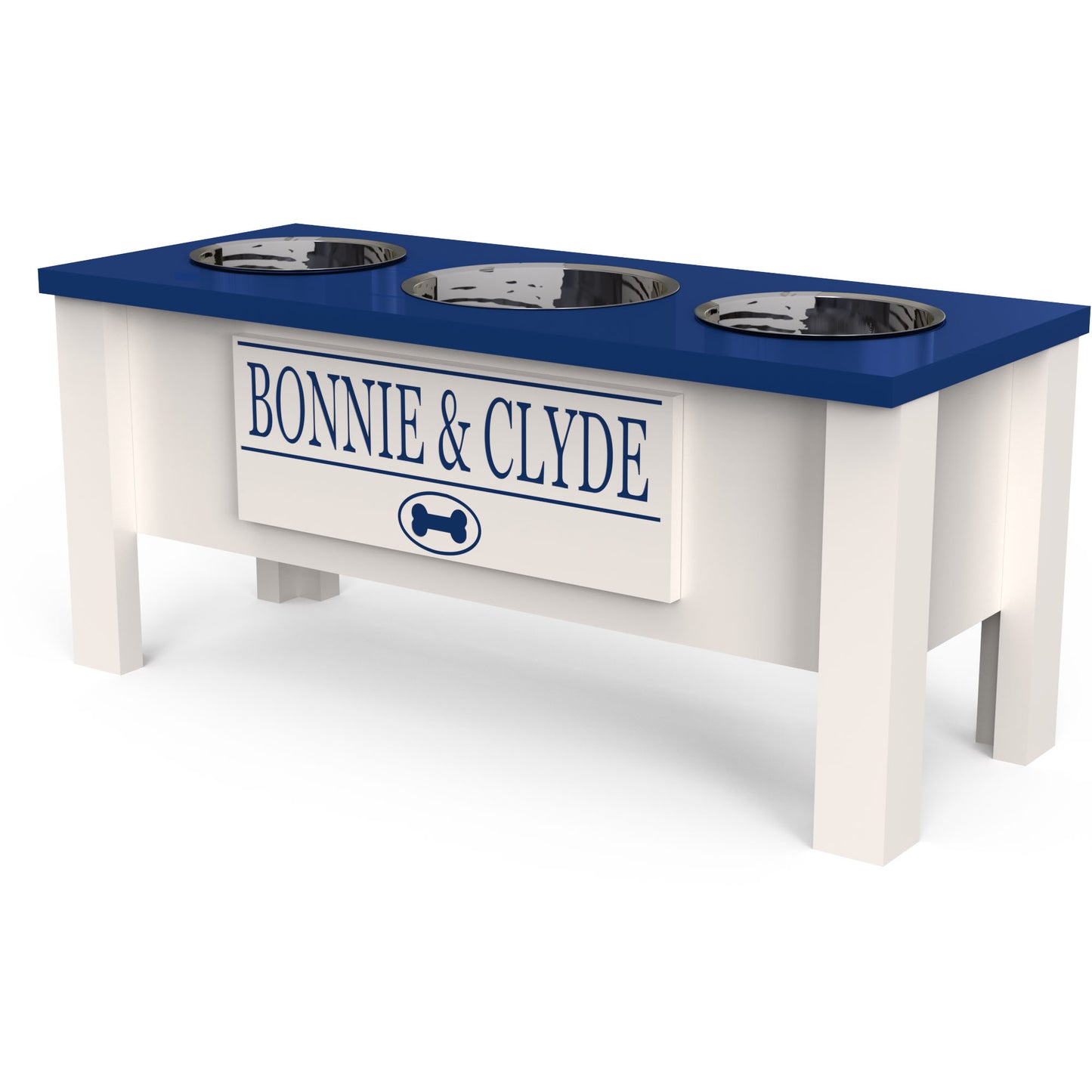 Personalized 3 Bowl Elevated Dog Feeder