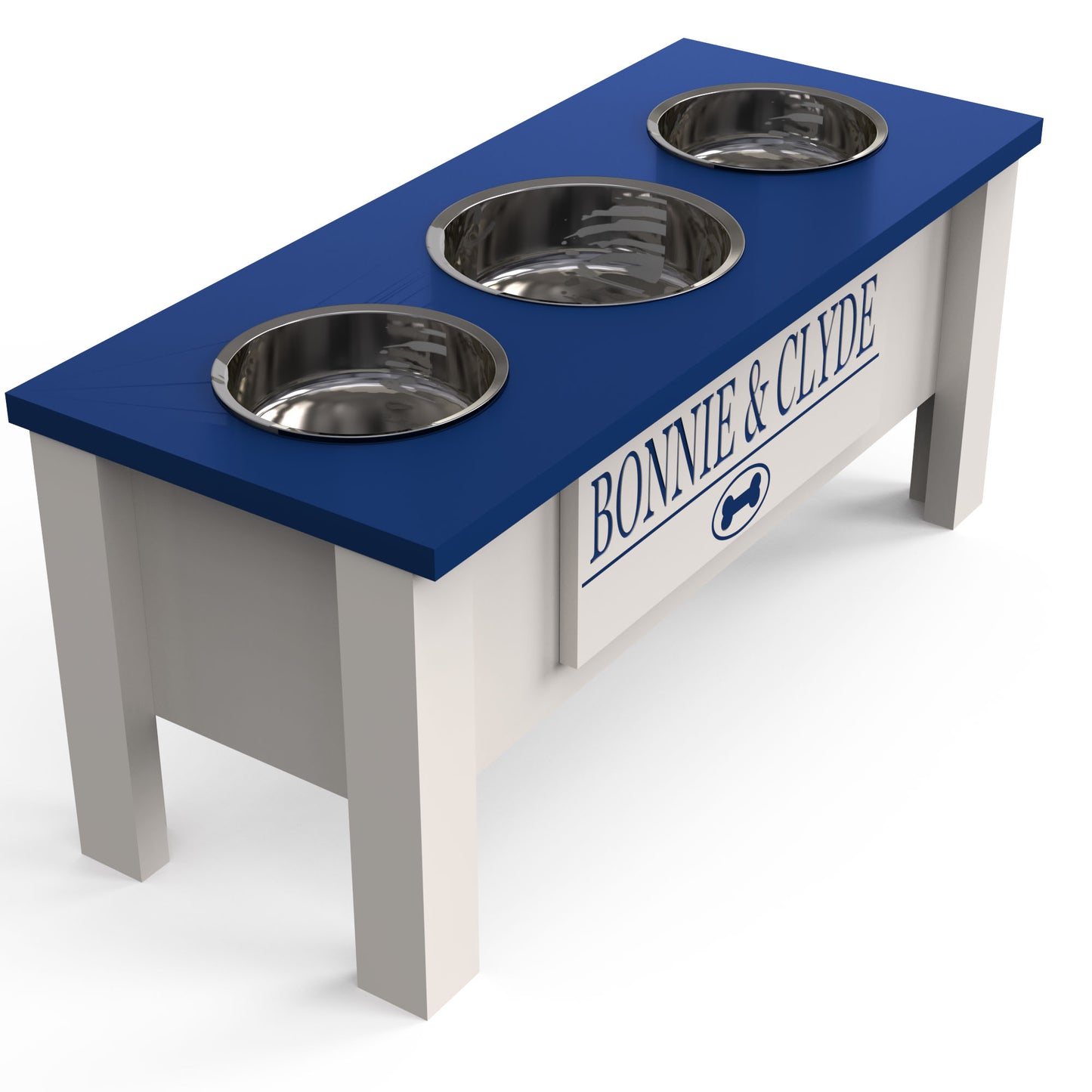 Personalized 3 Bowl Elevated Dog Feeder