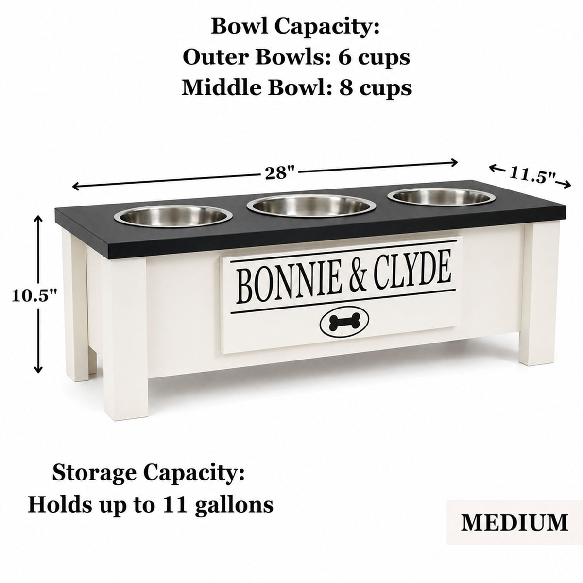 Personalized 3 Bowl Elevated Dog Feeder