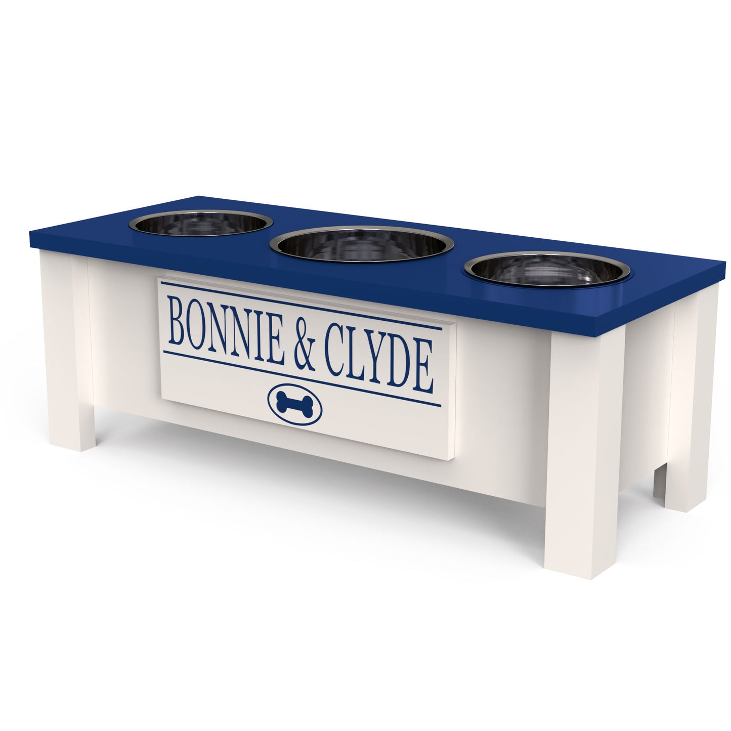 Personalized 3 Bowl Elevated Dog Feeder