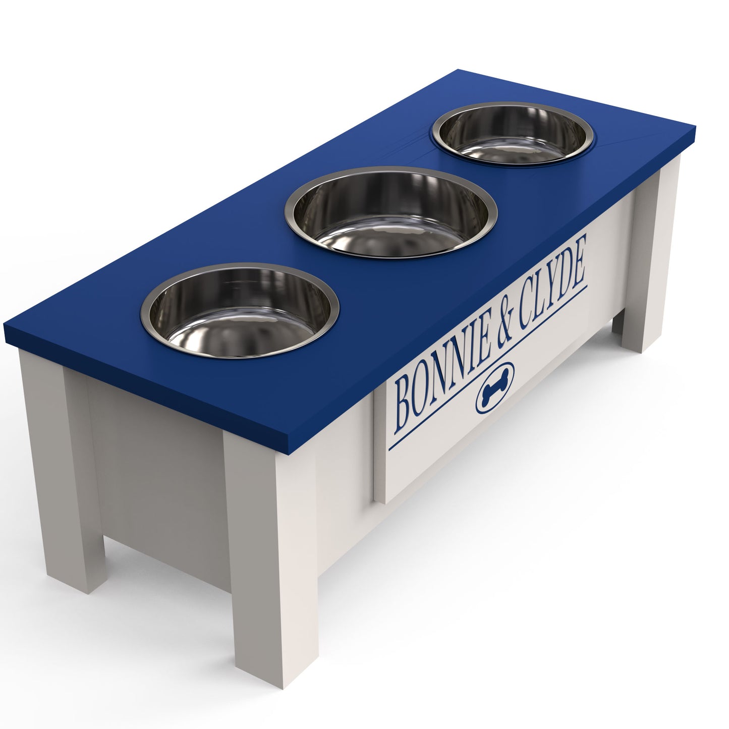 Personalized 3 Bowl Elevated Dog Feeder