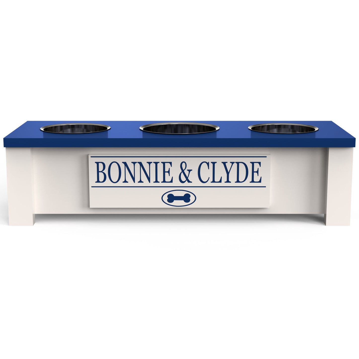 Personalized 3 Bowl Elevated Dog Feeder