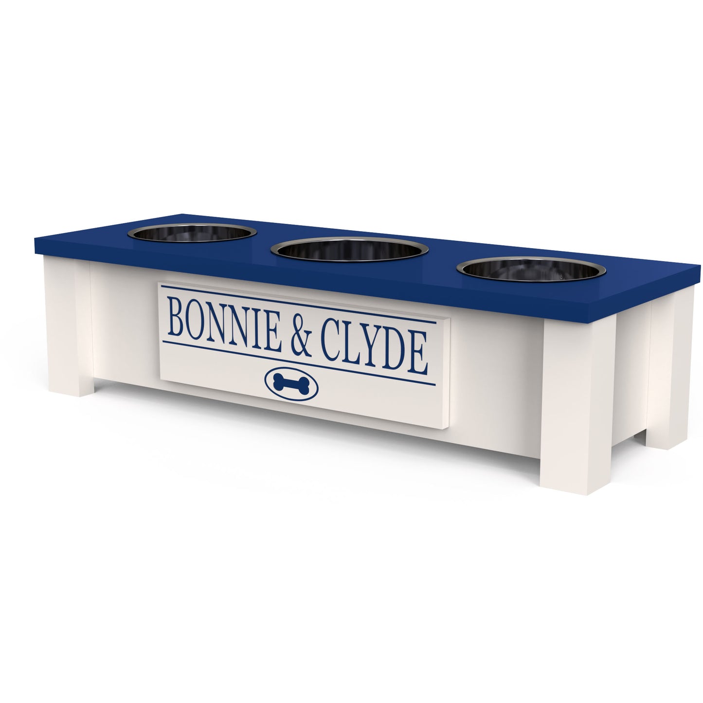 Personalized 3 Bowl Elevated Dog Feeder