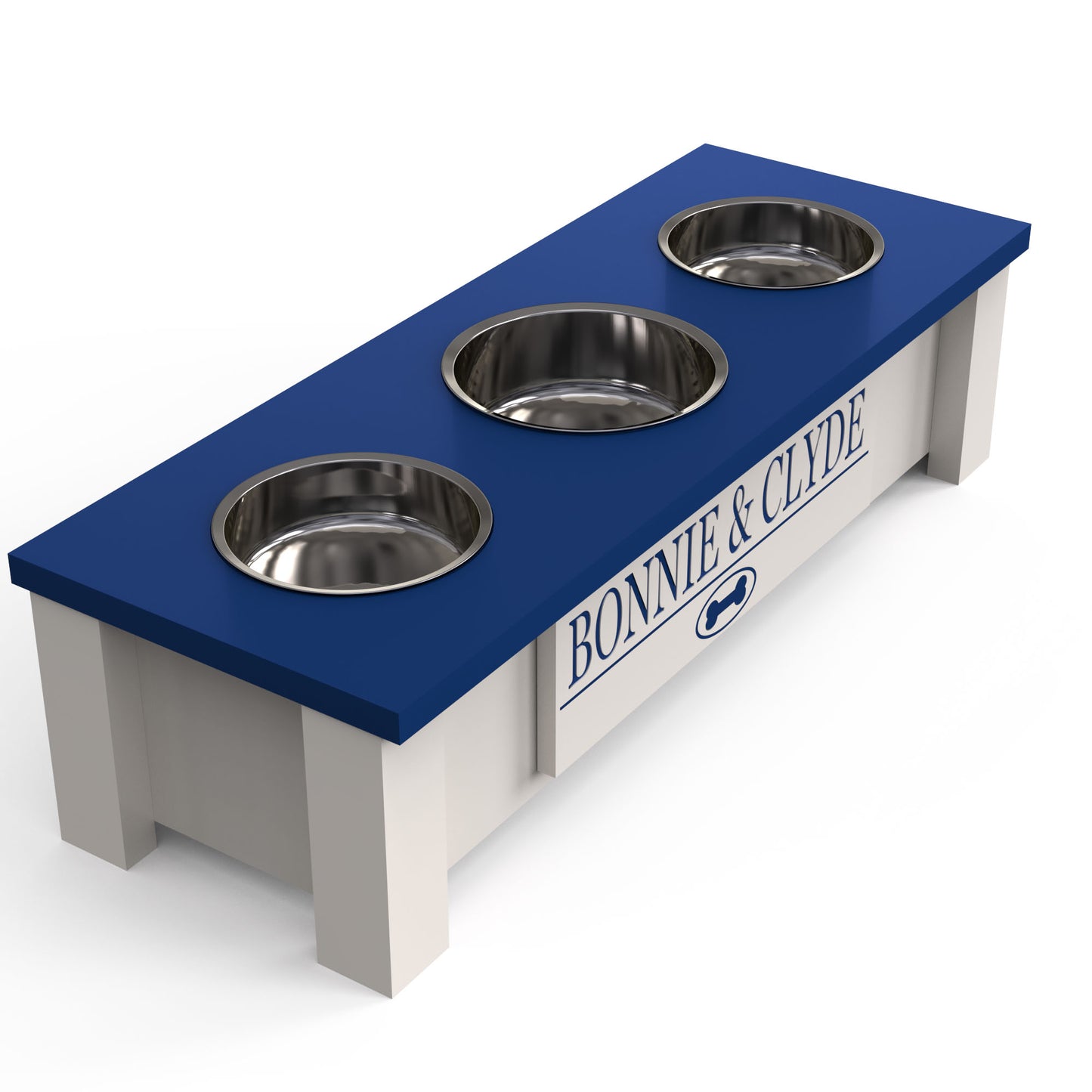Personalized 3 Bowl Elevated Dog Feeder