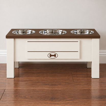 Personalized 3 Bowl Elevated Dog Feeder