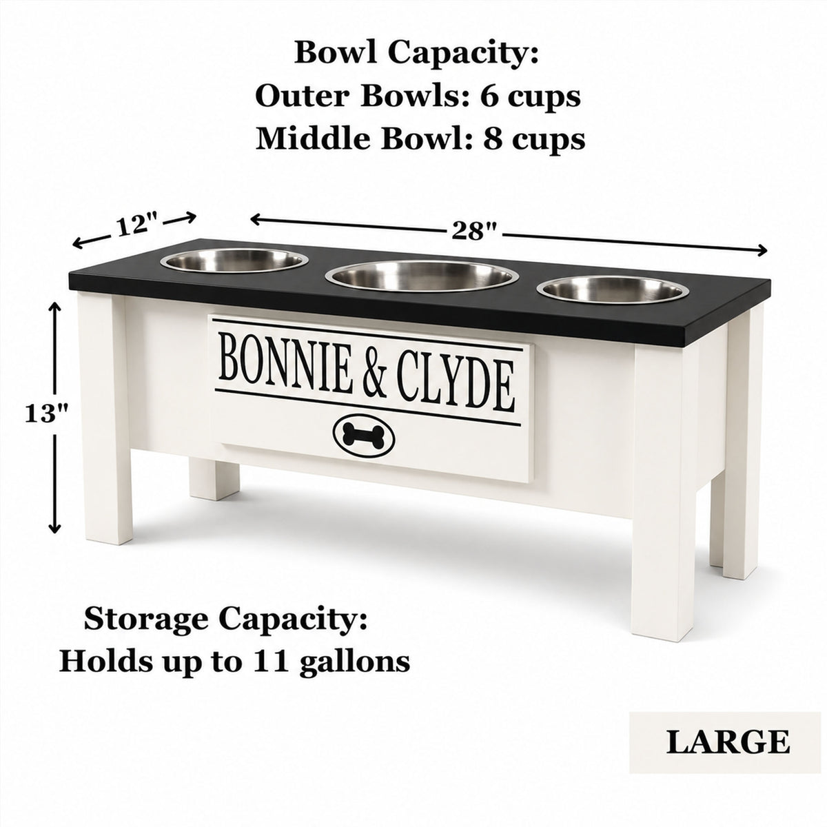 Personalized 3 Bowl Elevated Dog Feeder
