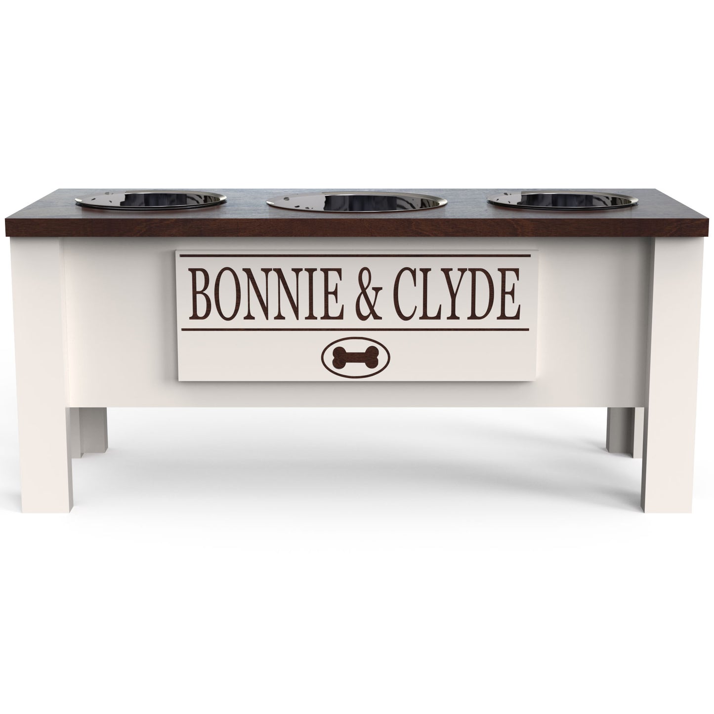 Personalized 3 Bowl Elevated Dog Feeder