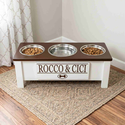 Personalized 3 Bowl Elevated Dog Feeder
