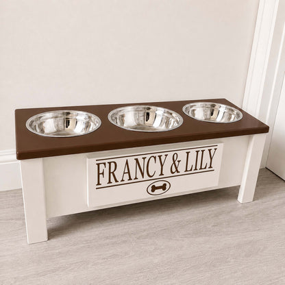 Personalized 3 Bowl Elevated Dog Feeder