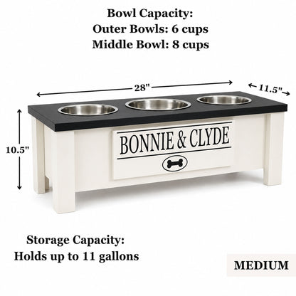 Personalized 3 Bowl Elevated Dog Feeder