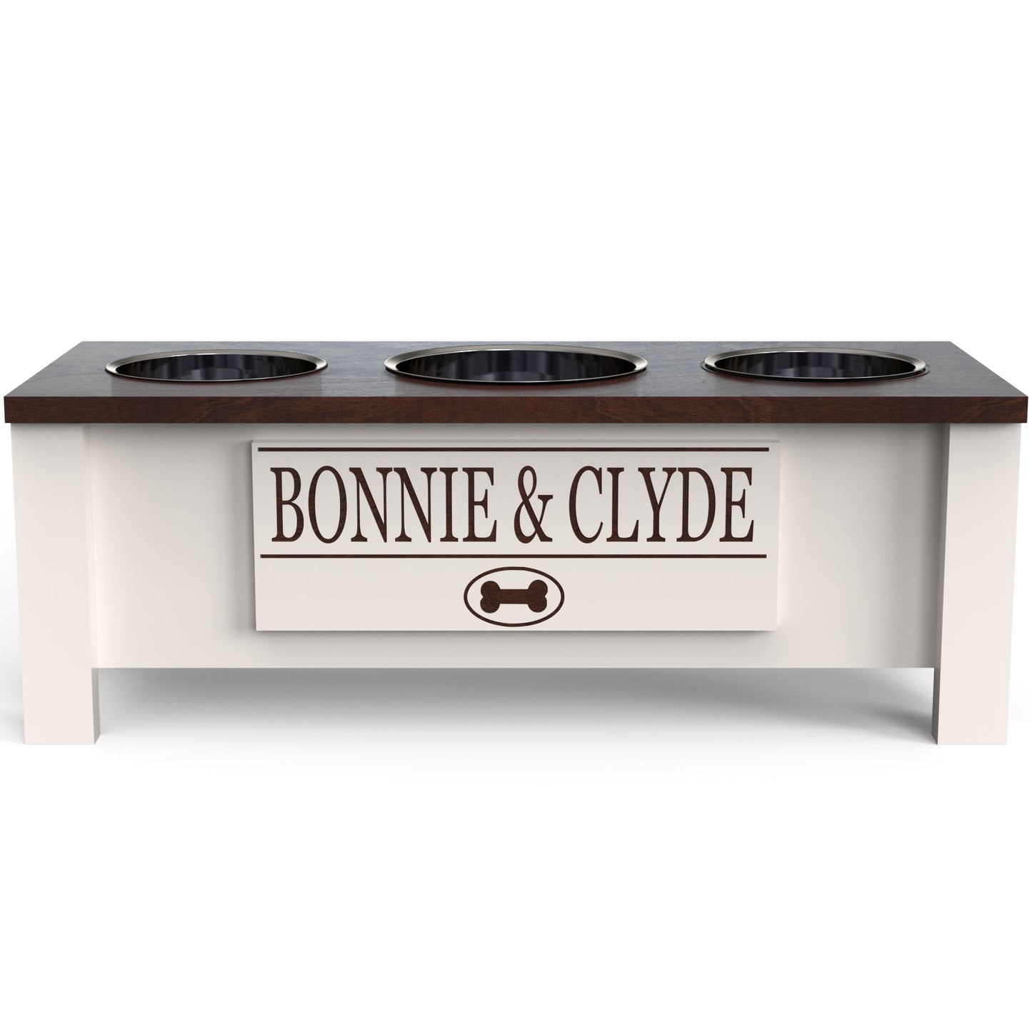 Personalized 3 Bowl Elevated Dog Feeder