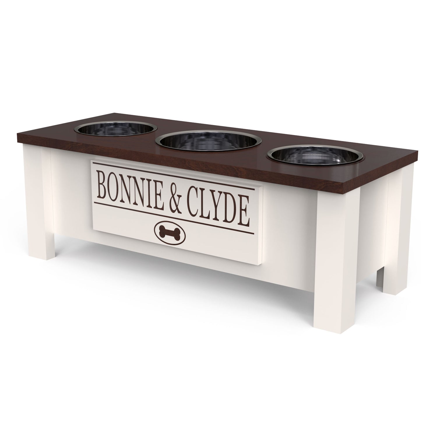 Personalized 3 Bowl Elevated Dog Feeder