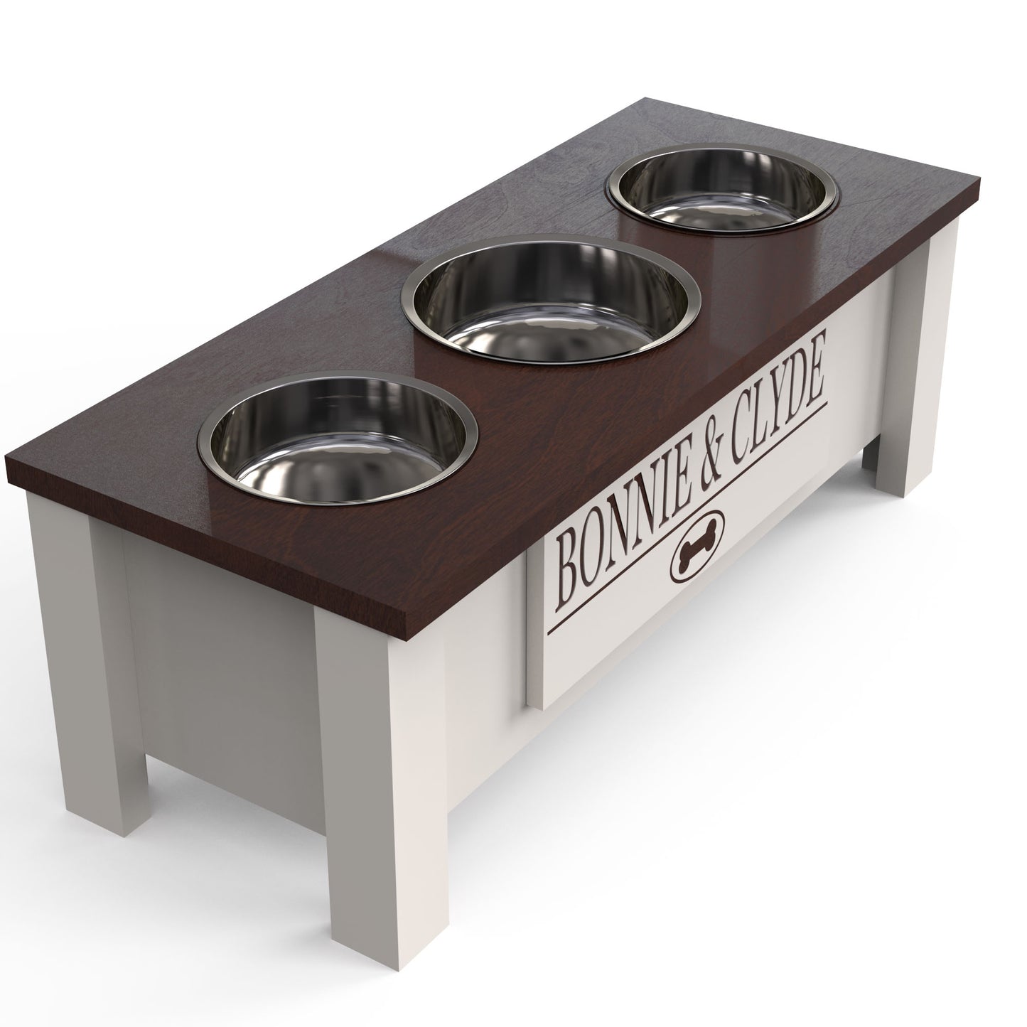 Personalized 3 Bowl Elevated Dog Feeder