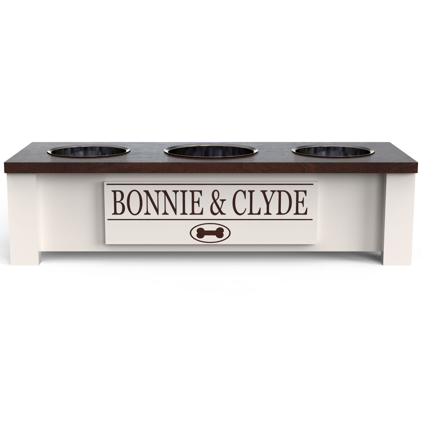 Personalized 3 Bowl Elevated Dog Feeder