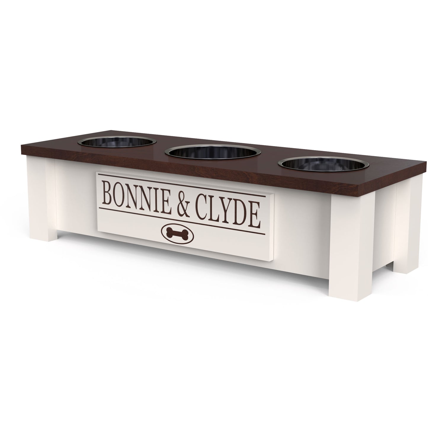 Personalized 3 Bowl Elevated Dog Feeder