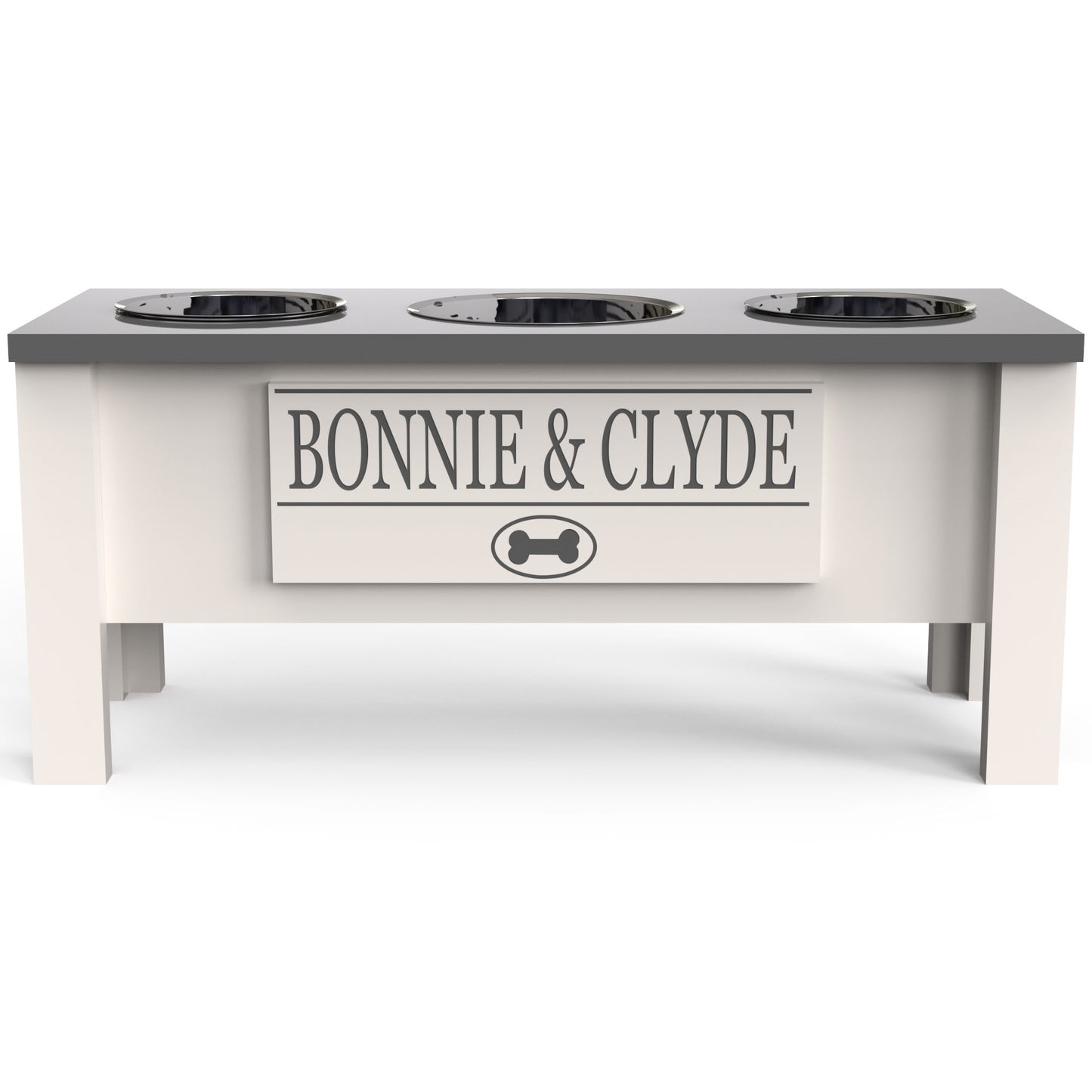 Personalized 3 Bowl Elevated Dog Feeder