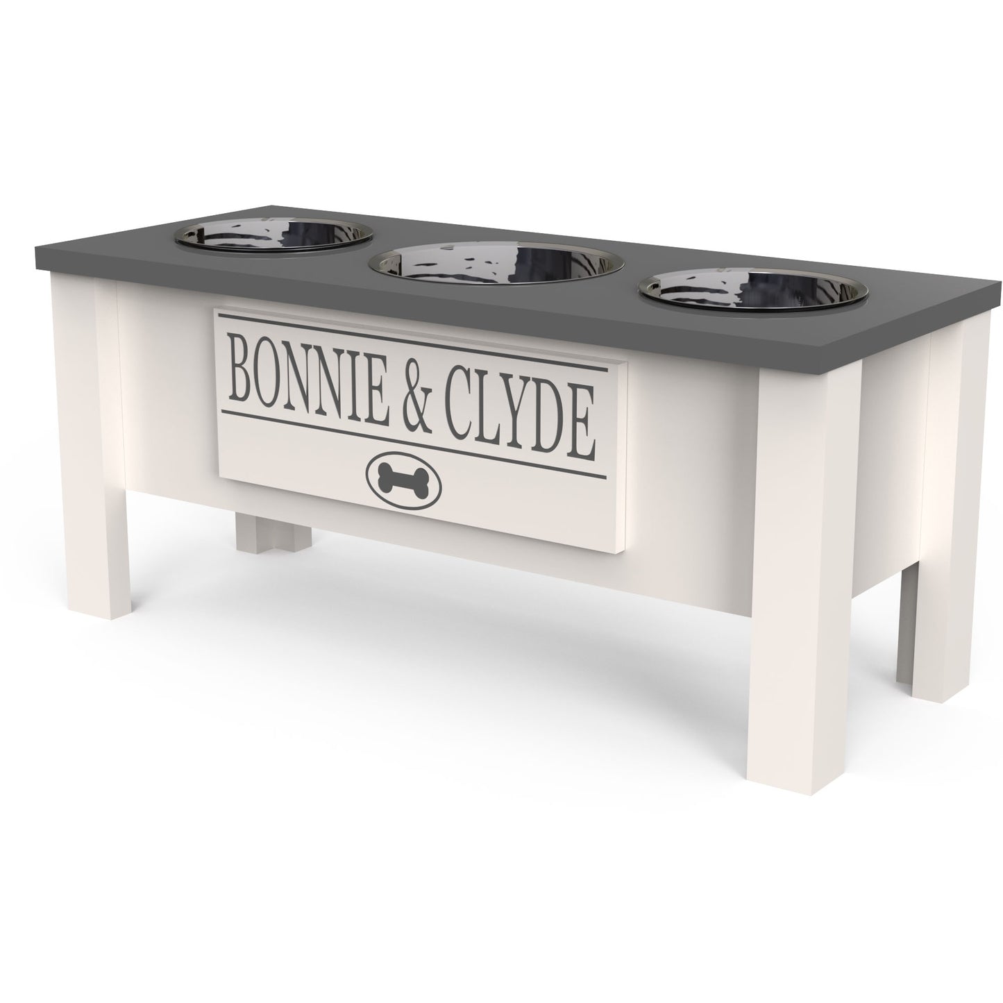 Personalized 3 Bowl Elevated Dog Feeder
