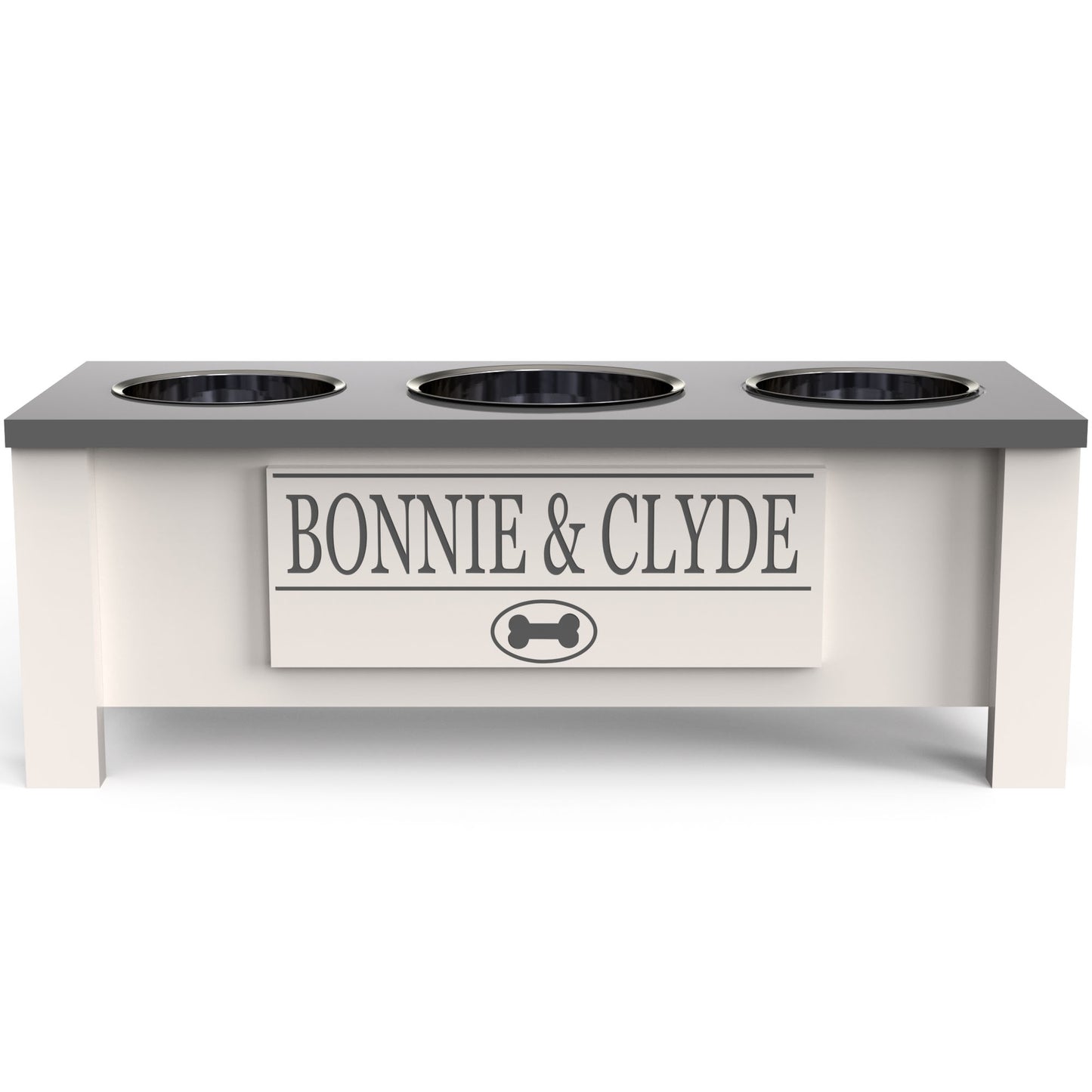 Personalized 3 Bowl Elevated Dog Feeder