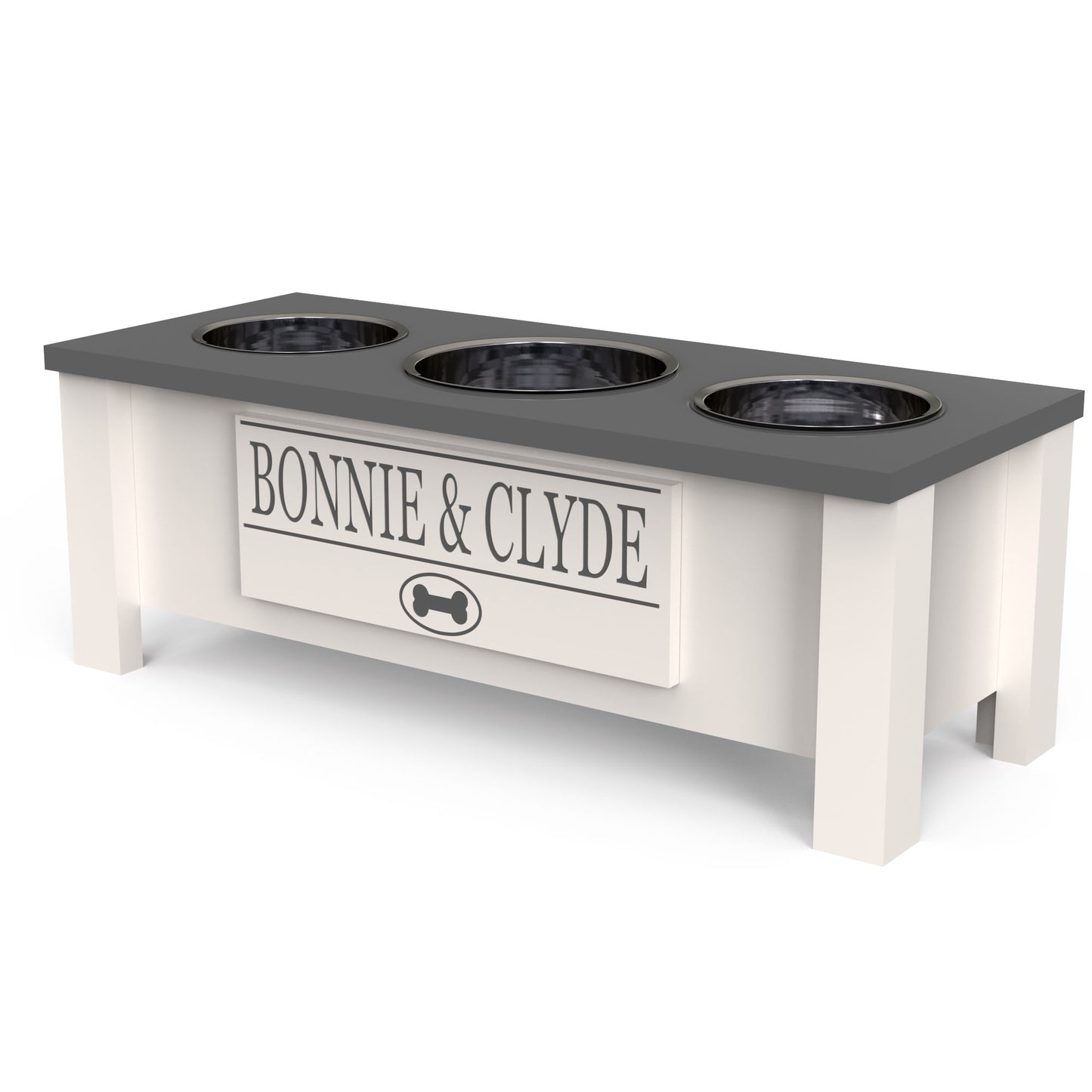 Personalized 3 Bowl Elevated Dog Feeder