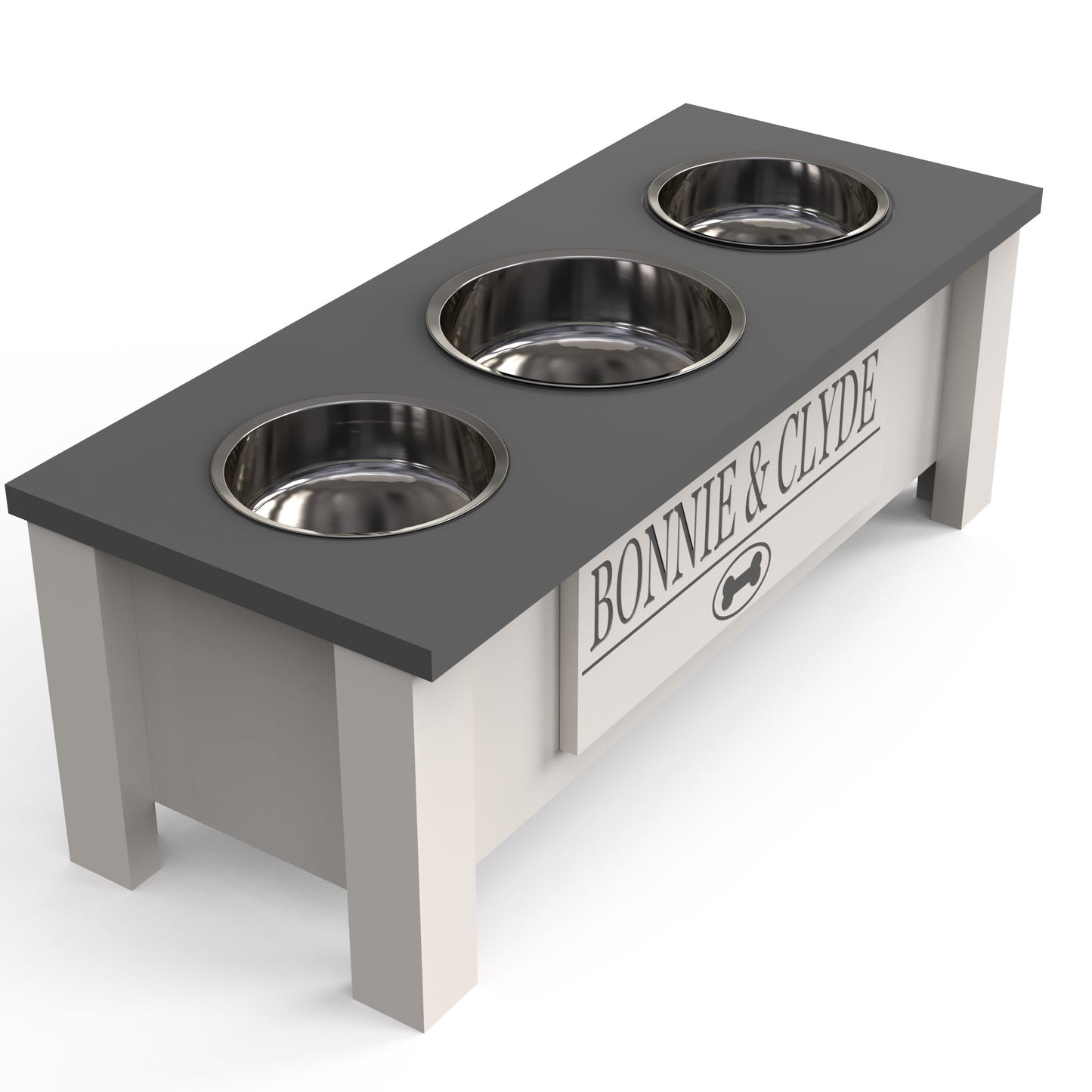 Personalized 3 Bowl Elevated Dog Feeder
