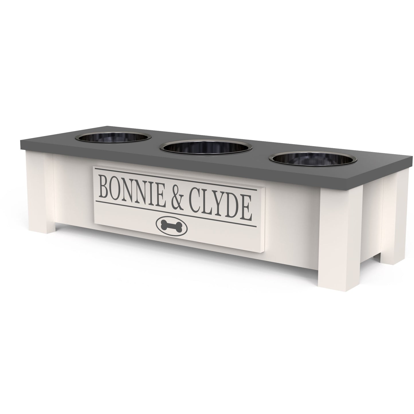 Personalized 3 Bowl Elevated Dog Feeder