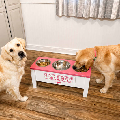 Personalized 3 Bowl Elevated Dog Feeder
