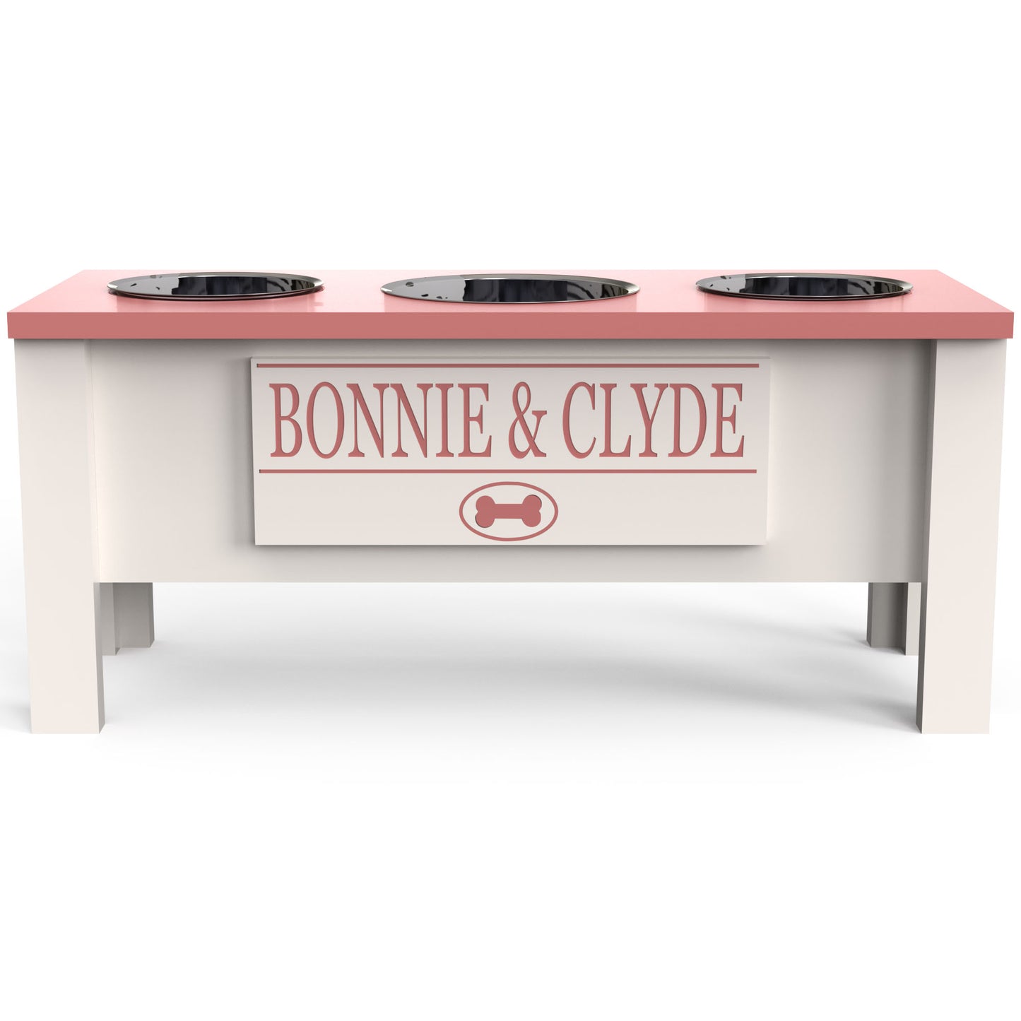 Personalized 3 Bowl Elevated Dog Feeder