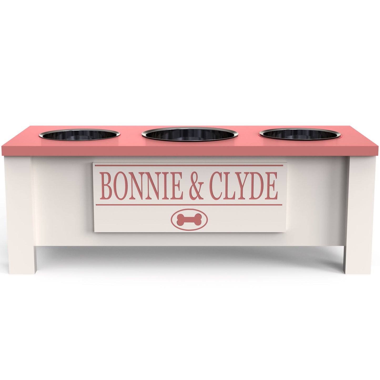 Personalized 3 Bowl Elevated Dog Feeder