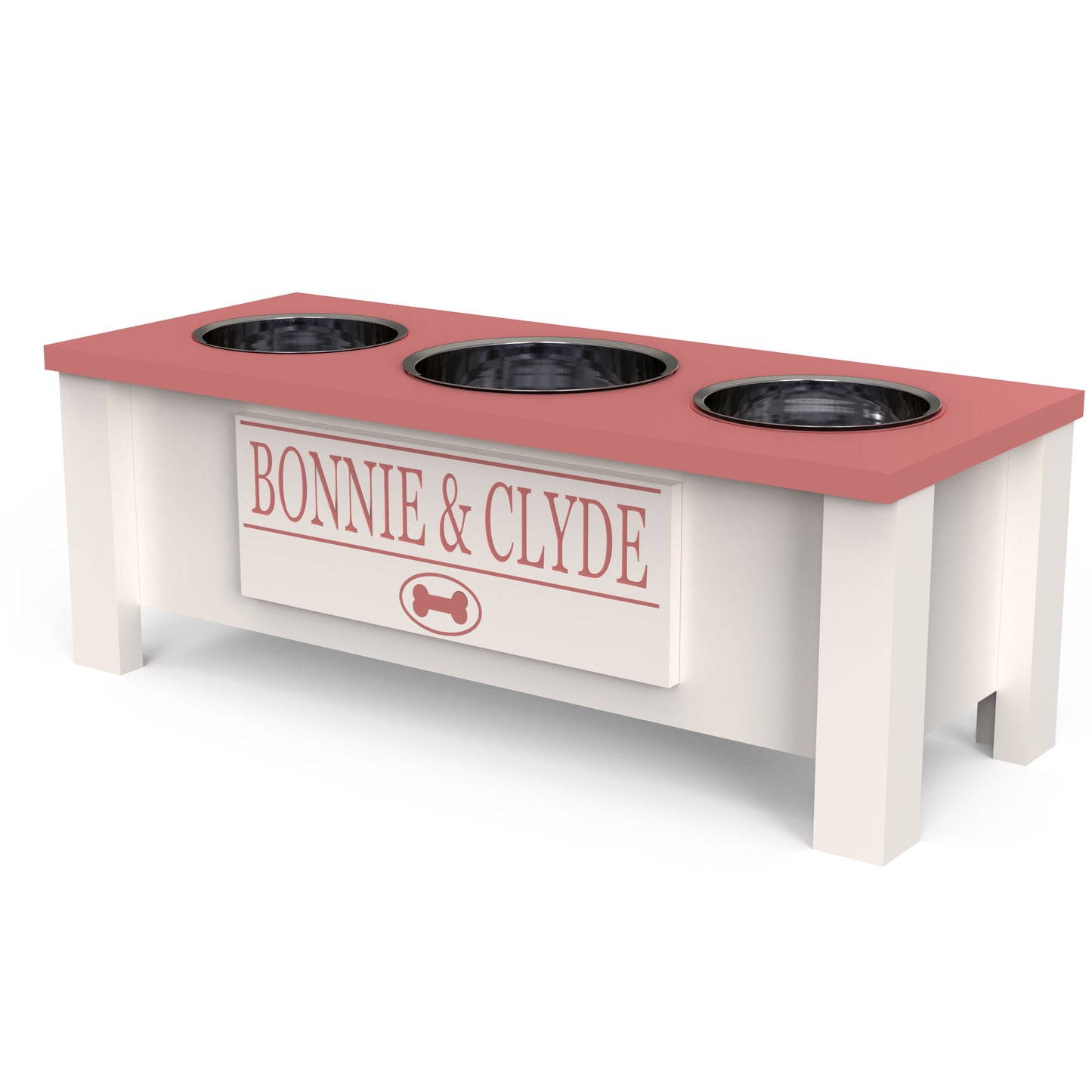 Personalized 3 Bowl Elevated Dog Feeder
