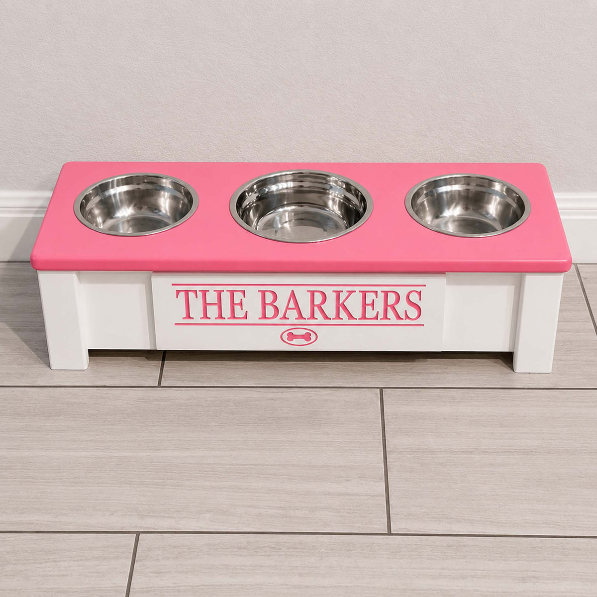 Personalized 3 Bowl Elevated Dog Feeder
