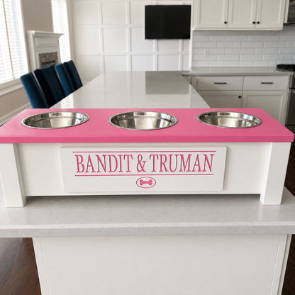 Personalized 3 Bowl Elevated Dog Feeder