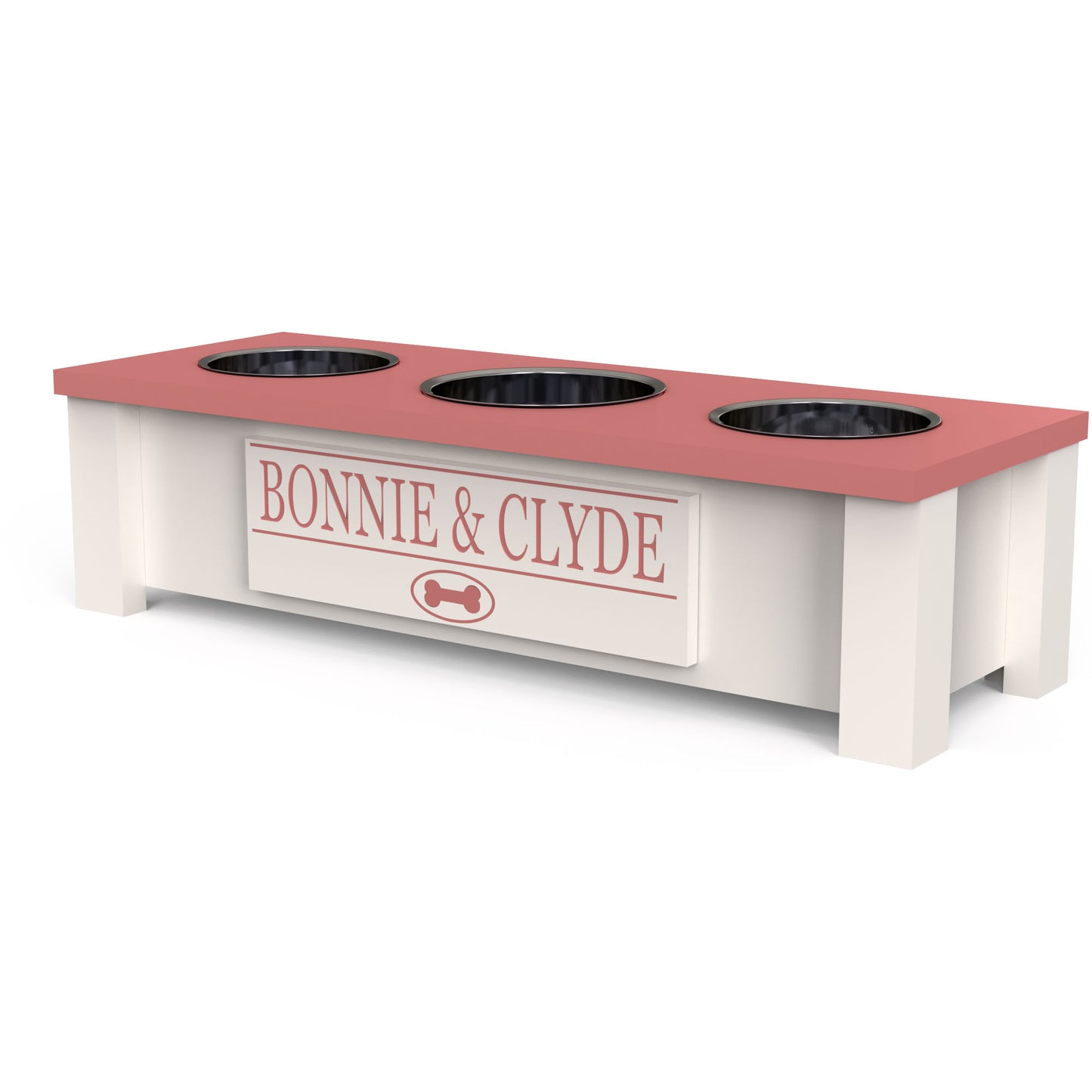 Personalized 3 Bowl Elevated Dog Feeder