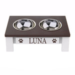 Load image into Gallery viewer, Personalized Elevated Pet Feeder for Small Dogs and Cats - GrooveThis Woodshop -
