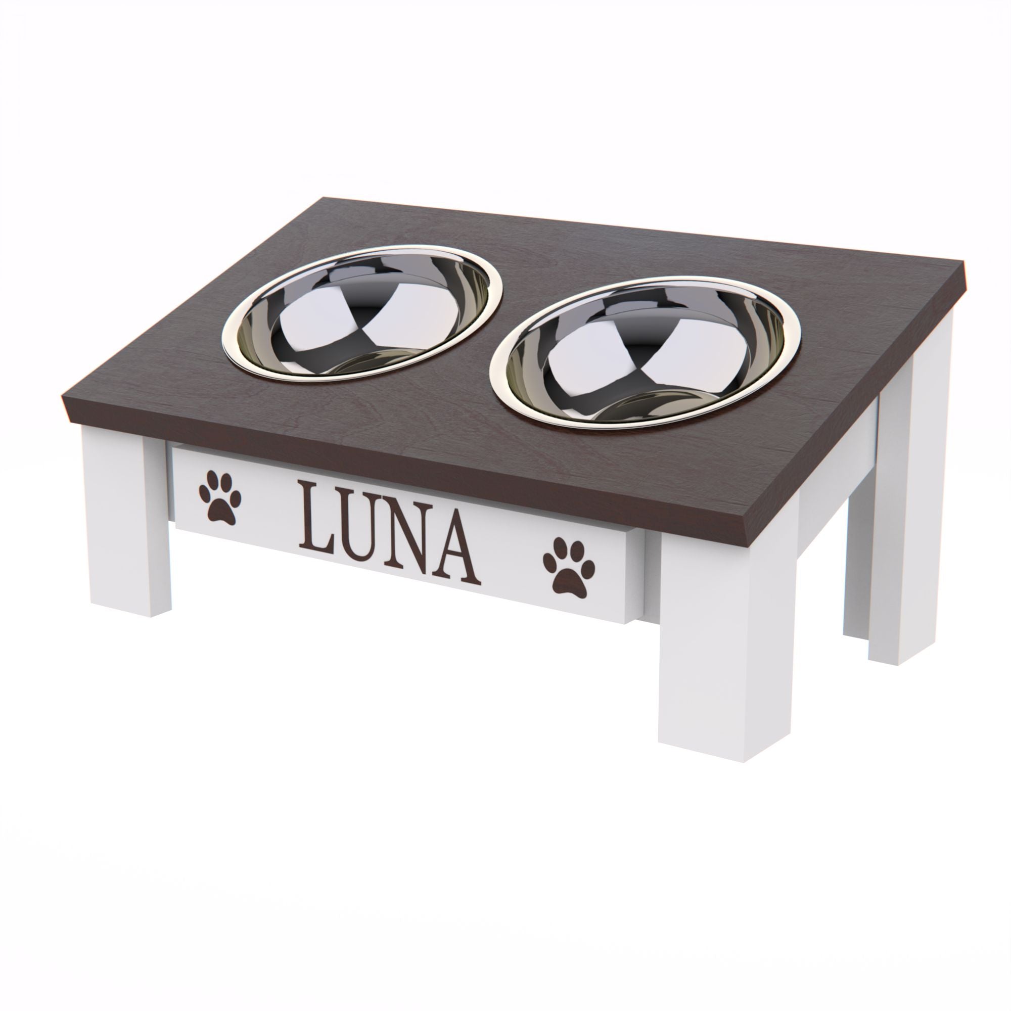 Personalized Elevated Pet Feeder for Small Dogs and Cats - GrooveThis Woodshop -