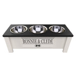 Load image into Gallery viewer, Personalized 3 Bowl Elevated Dog Feeder in Black - GrooveThis Woodshop - GT006BLK-M
