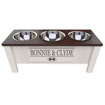 Load image into Gallery viewer, Personalized 3 Bowl Elevated Dog Feeder in Dark Walnut - GrooveThis Woodshop - GT006DW-L
