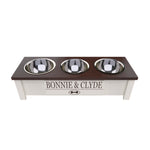 Load image into Gallery viewer, Personalized 3 Bowl Elevated Dog Feeder in Dark Walnut - GrooveThis Woodshop - GT006DW-S
