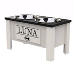 Load image into Gallery viewer, Personalized Elevated Dog bowl in Black - GrooveThis Woodshop - GT002BLK-L

