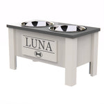Load image into Gallery viewer, Personalized Elevated Dog Bowl in Lunar Grey - GrooveThis Woodshop - GT002GREY-L
