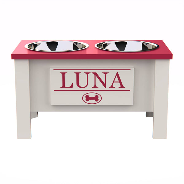 Personalized Elevated Dog Bowl Stand with Internal Storage - Pink –  GrooveThis Woodshop