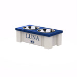 Load image into Gallery viewer, Personalized Elevated Dog Bowl in Blue
