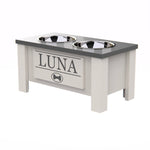Load image into Gallery viewer, Personalized Elevated Dog Bowl in Lunar Grey - GrooveThis Woodshop - GT002GREY-M

