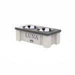 Load image into Gallery viewer, Personalized Elevated Dog Bowl in Lunar Grey
