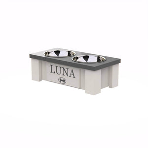 Personalized Elevated Dog Bowl in Lunar Grey