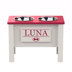 Load image into Gallery viewer, Personalized Elevated Dog Bowl in Magenta
